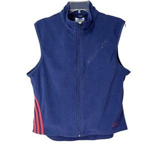 ADIDAS Women’s Fleece Vest Navy with Red Adidas Stripes Full Zip Size M